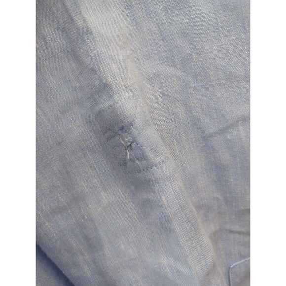 Inserch Collezione Blue 100% Linen Shirt Sz L Button Up Short Sleeve Mens - Picture 4 of 10